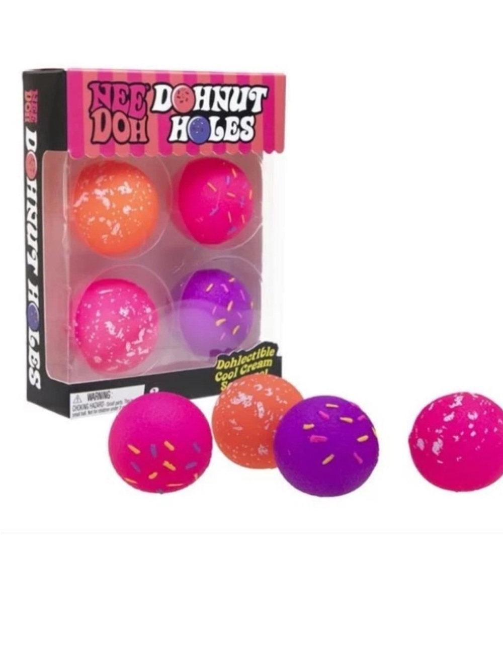 VIRAL TIKTOK NEE DOH Donut Holes Kids Squeeze Toy - Pink/Red/Purple Set - Picture 3 of 4